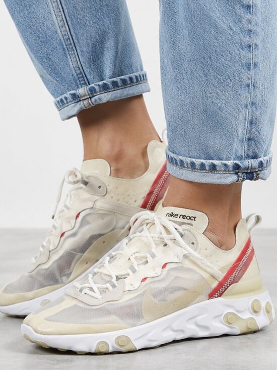 Nike React Element 87 Sail Light Bone Red Men’s 8.5 Women’s 10 Running Sneakers main image 4